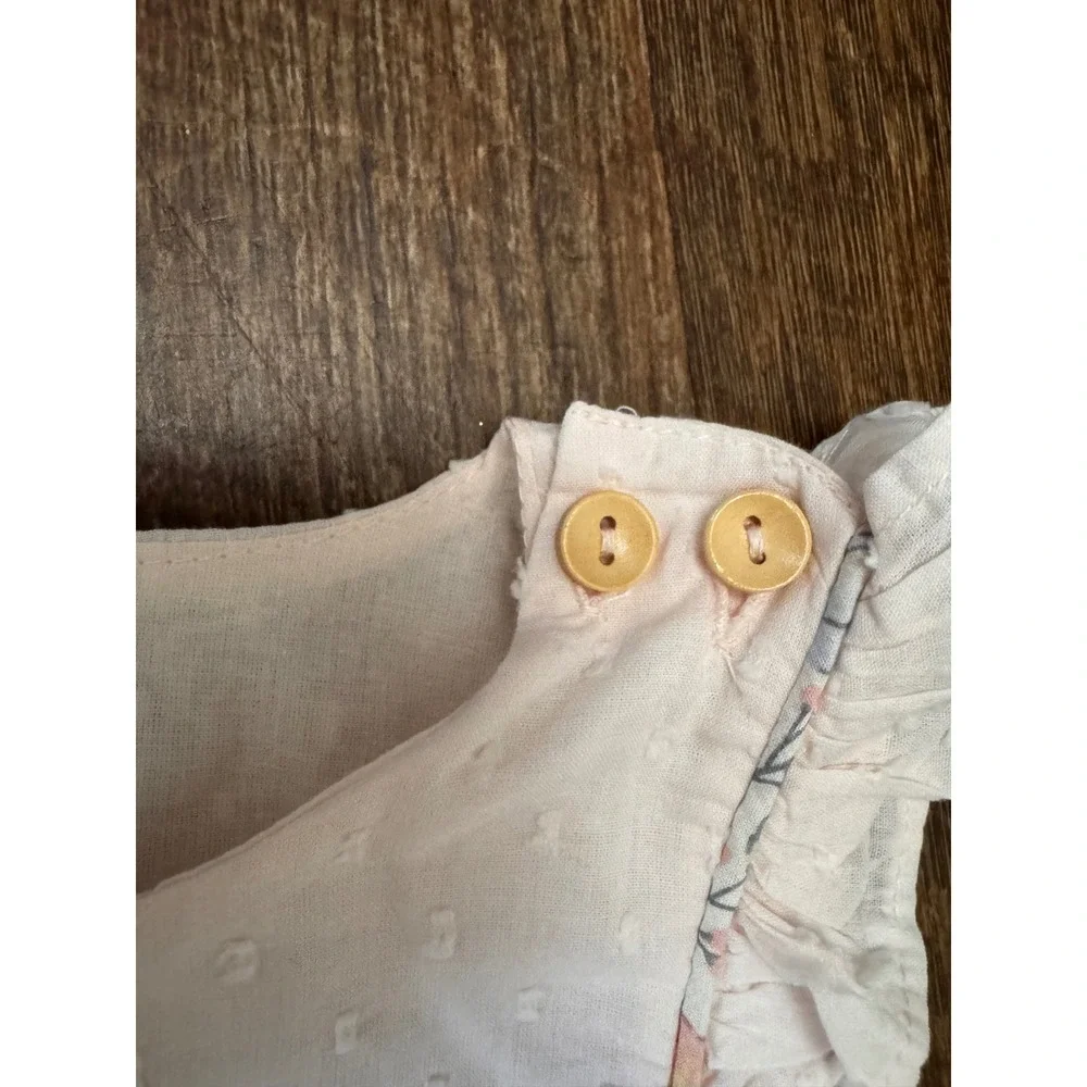 Cupcakes and Cashmere Girls 4T Blush Pink Swiss Dot Ruffle Cotton Dress